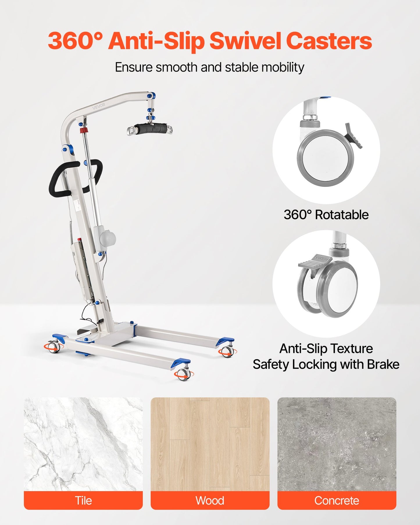 Electric Patient Lift, Folding Patient Transfer Lift With U-Shaped Sling, Height & Width Adjustable Medical Transfer Assist With 4 Wheels & Handle Controller For Disabled Bedridden, 400LBS