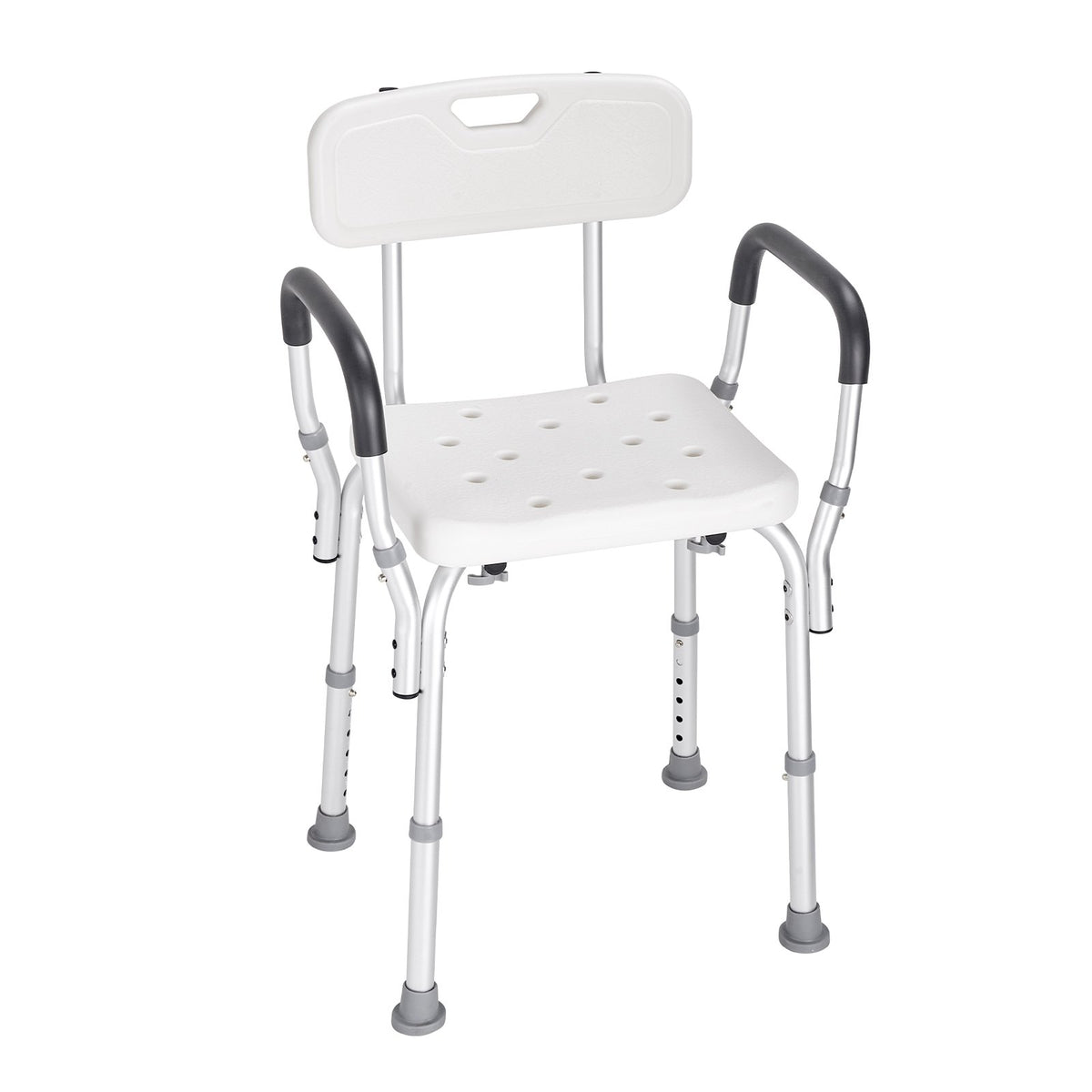 Shower Chair with Back - Adjustable Height Bath Seat, 350 lbs Capacity, Non-Slip