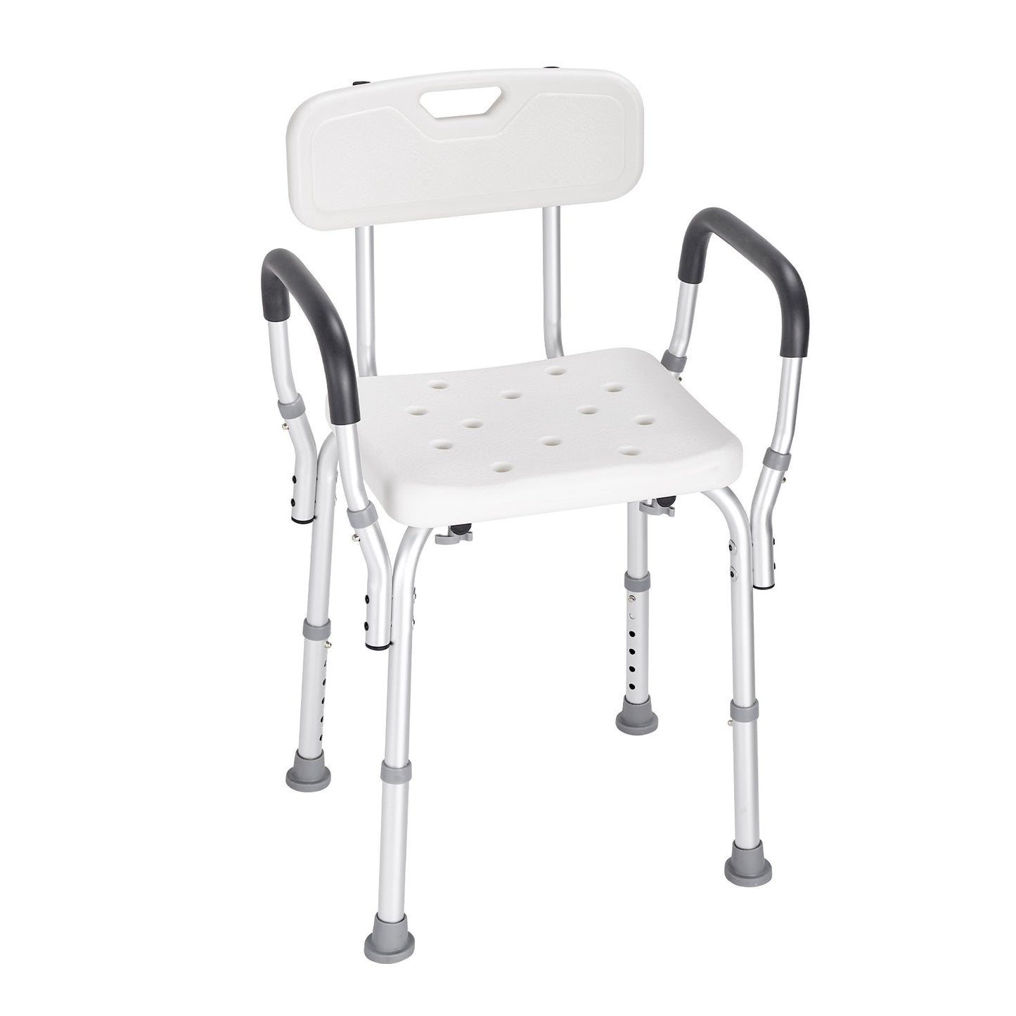 Shower Chair with Back - Adjustable Height Bath Seat, 350 lbs Capacity, Non-Slip