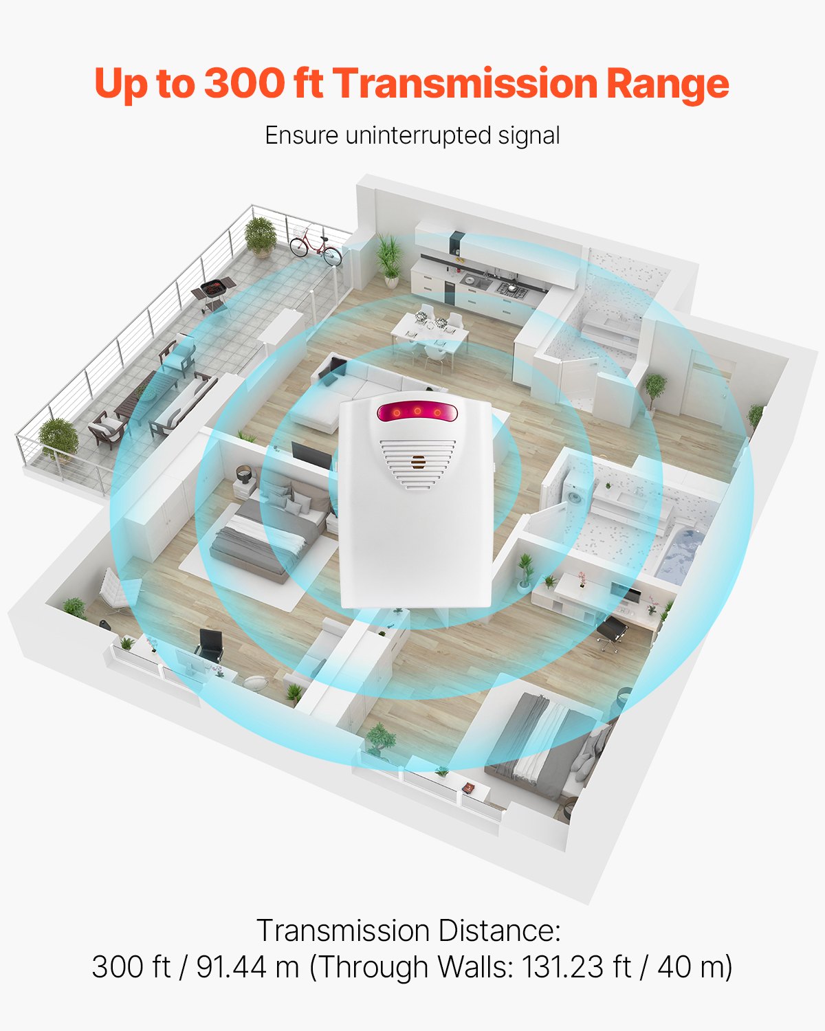 Bed Alarm System for Elderly - 14x30" Wireless Sensor Pad with Pager for Fall Prevention