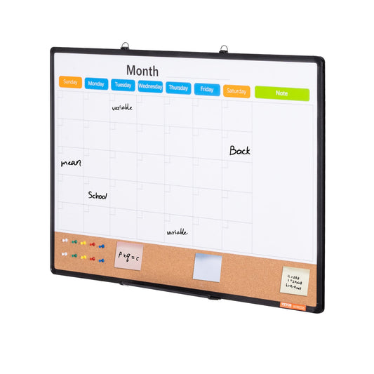 36'x 24' Monthly Calendar Whiteboard & Cork Board Combo With Aluminum Frame Bulletin Board