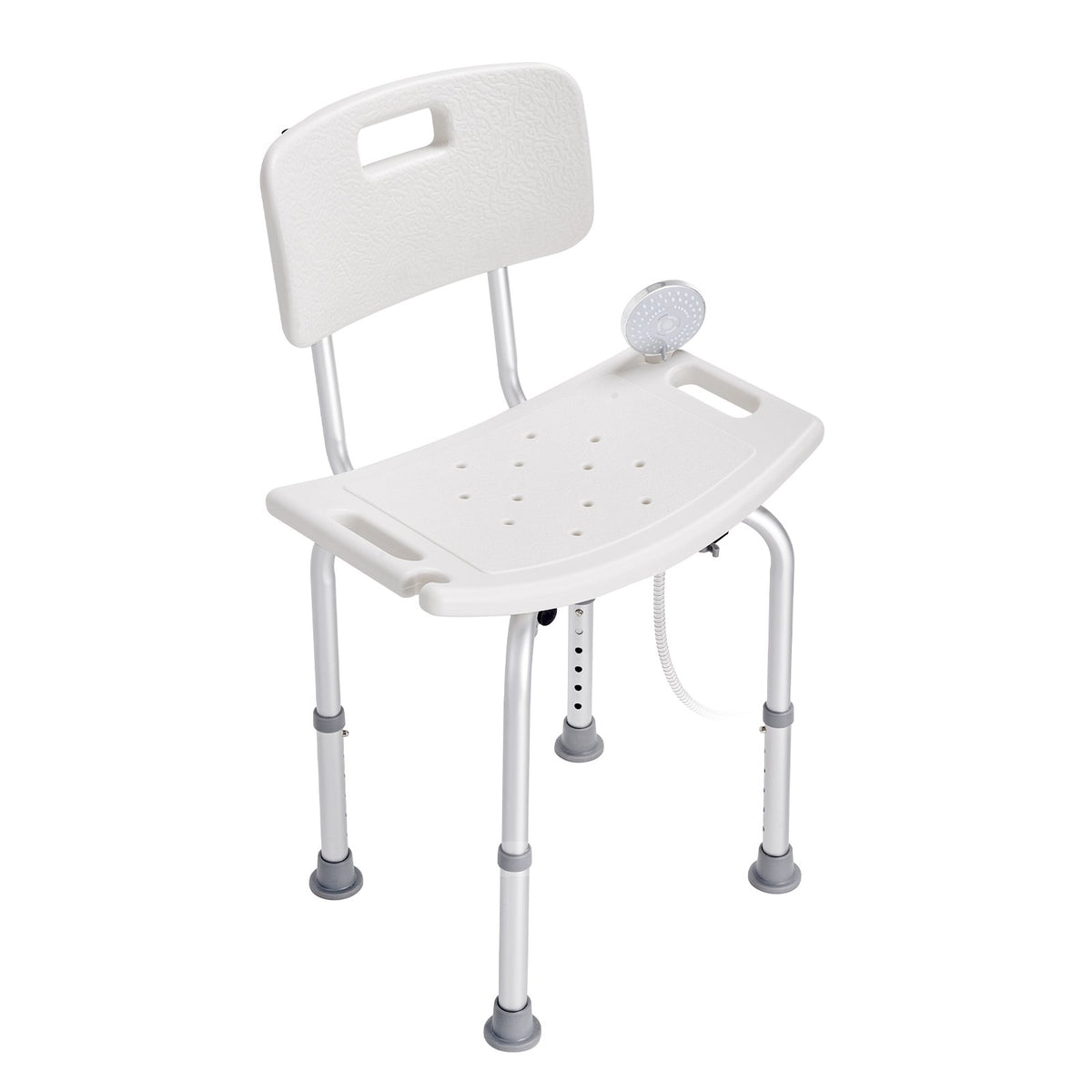 Shower Chair with Back - Adjustable Height Bath Seat, 350 lbs Capacity, Non-Slip