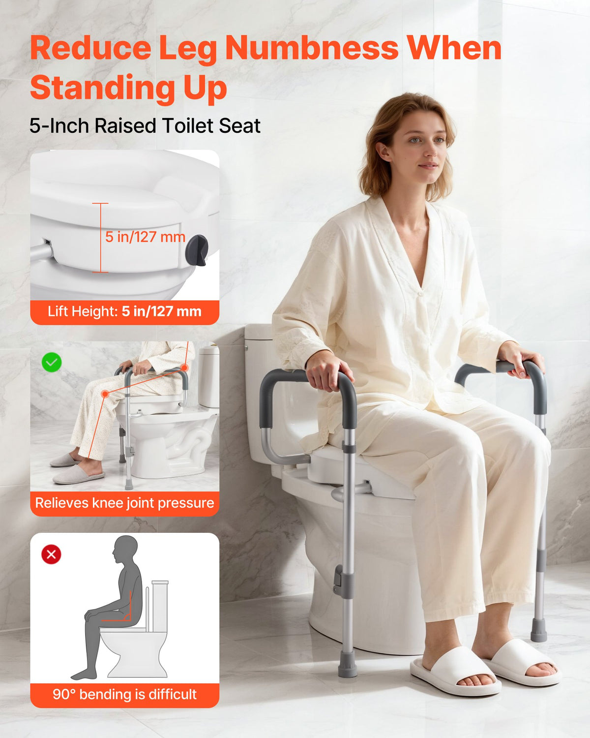 Raised Toilet Seat With Arms - 5
