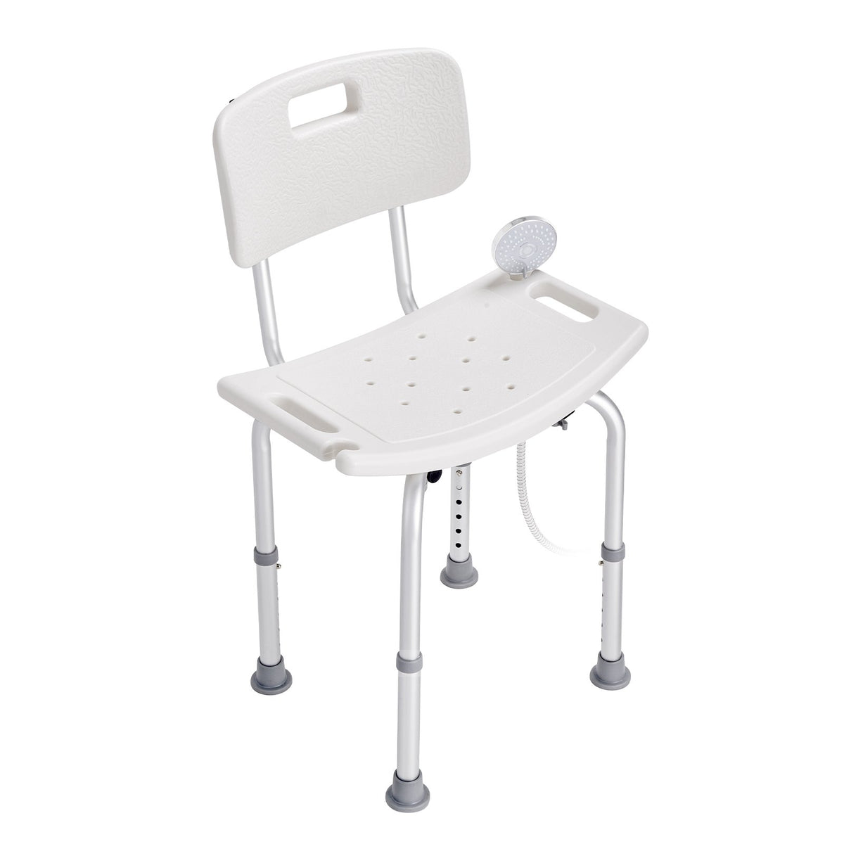Shower Chair with Back - Adjustable Height Bath Seat, 350 lbs Capacity, Non-Slip