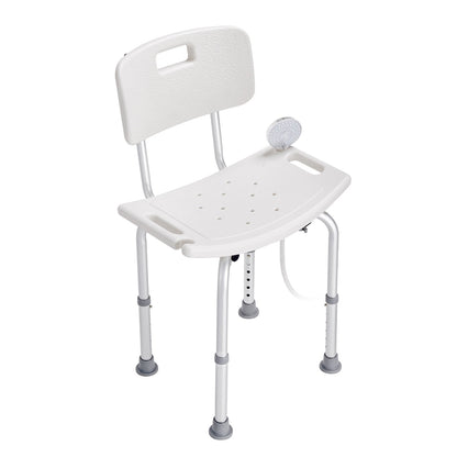 Shower Chair with Back - Adjustable Height Bath Seat, 350 lbs Capacity, Non-Slip