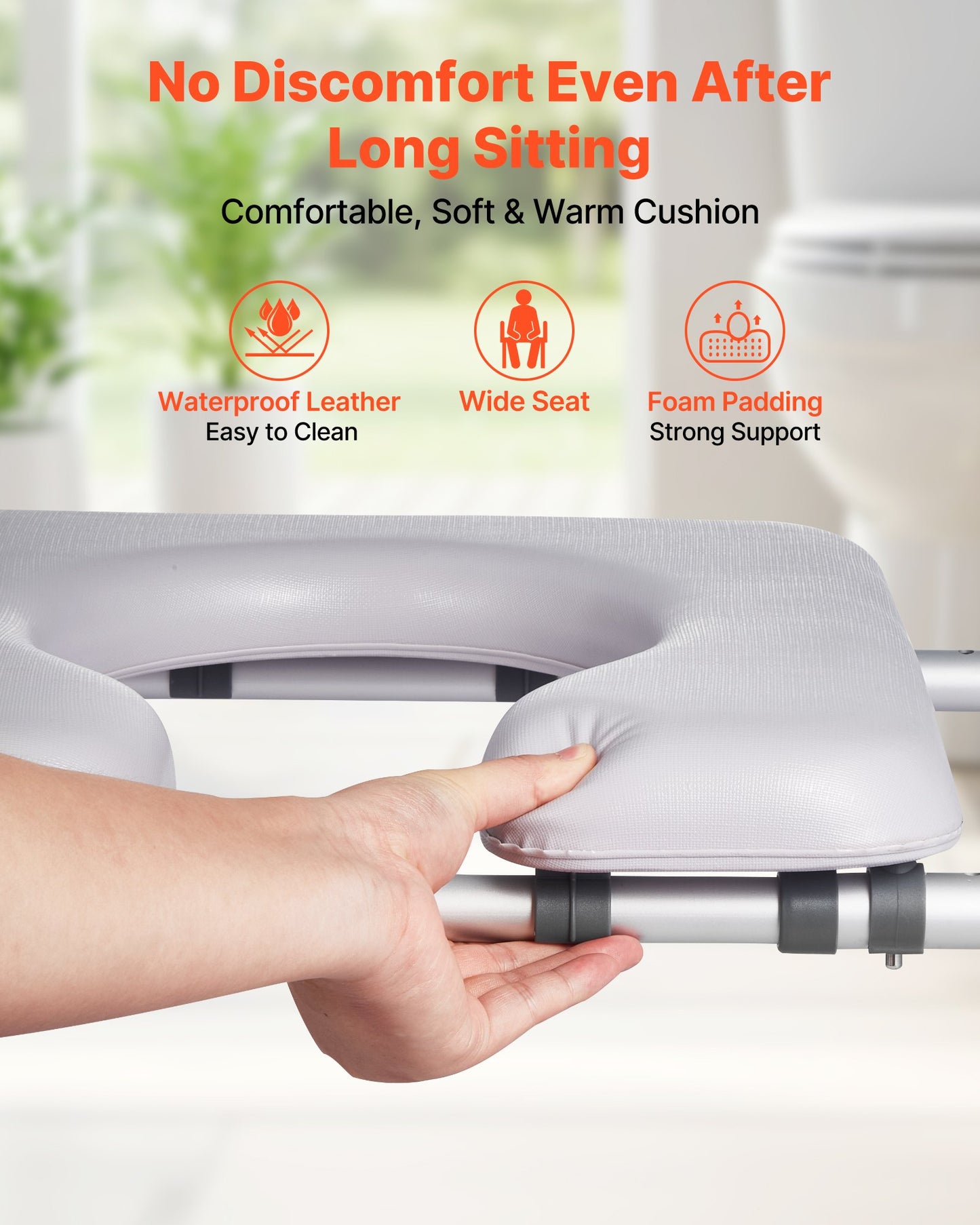 Raised Toilet Seat with Arms - Adjustable Height & Width, 400 lbs Capacity, Padded