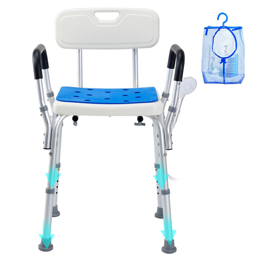 Shower Chair With Back - 400 lbs Capacity, Adjustable Height
