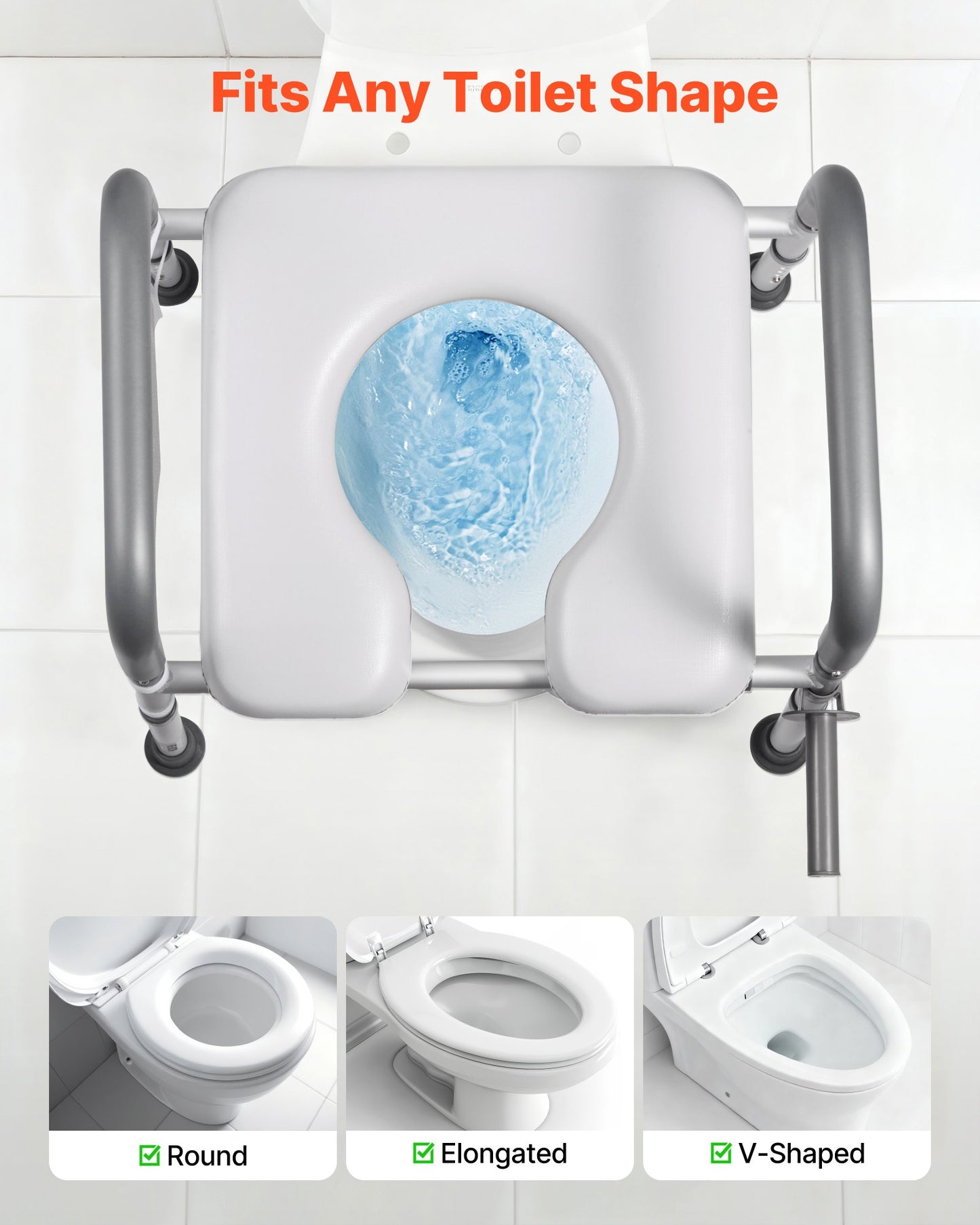 Raised Toilet Seat with Arms - Adjustable Height & Width, 400 lbs Capacity, Padded