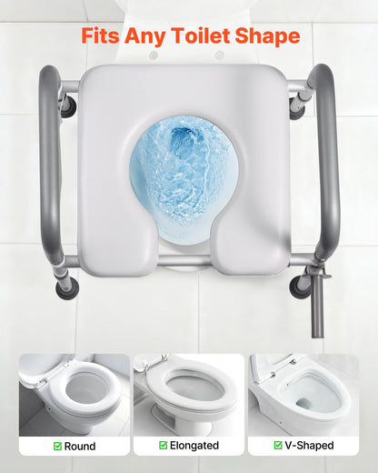 Raised Toilet Seat with Arms - Adjustable Height & Width, 400 lbs Capacity, Padded