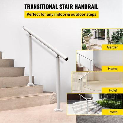Outdoor Stair Railing Kit - 3 ft Adjustable Handrail for 1-3 Steps, 165 lbs Capacity