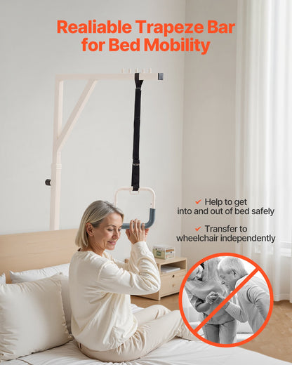 Trapeze Bar for Bed - Height Adjustable with Floor Stand, 350 lbs Capacity