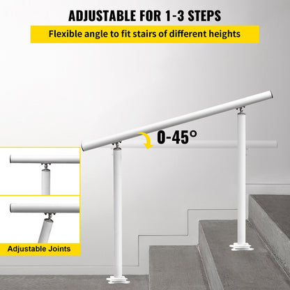 Outdoor Stair Railing Kit - 3 ft Adjustable Handrail for 1-3 Steps, 165 lbs Capacity