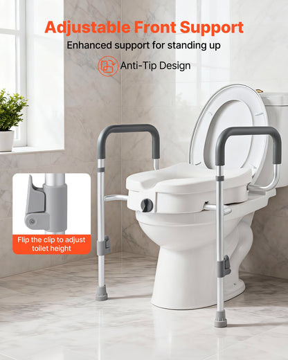 Raised Toilet Seat With Arms - 5" Height, 350 lbs Capacity