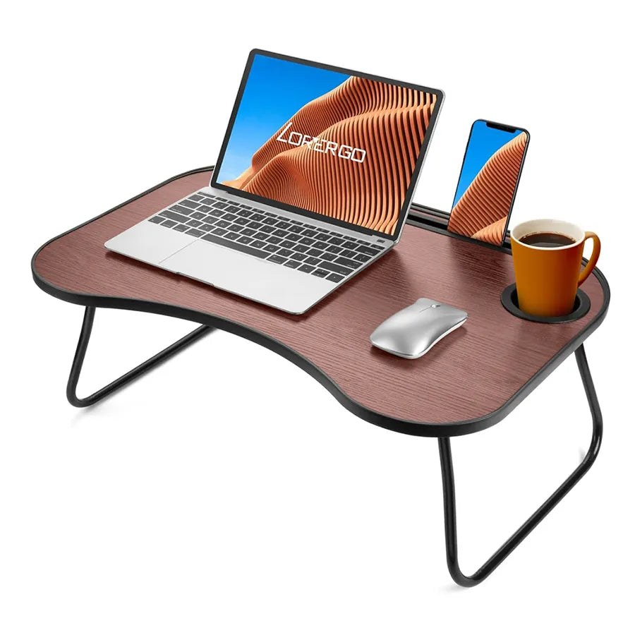 Portable Lap Desk for Bed - Foldable Laptop Stand with Cup Holder