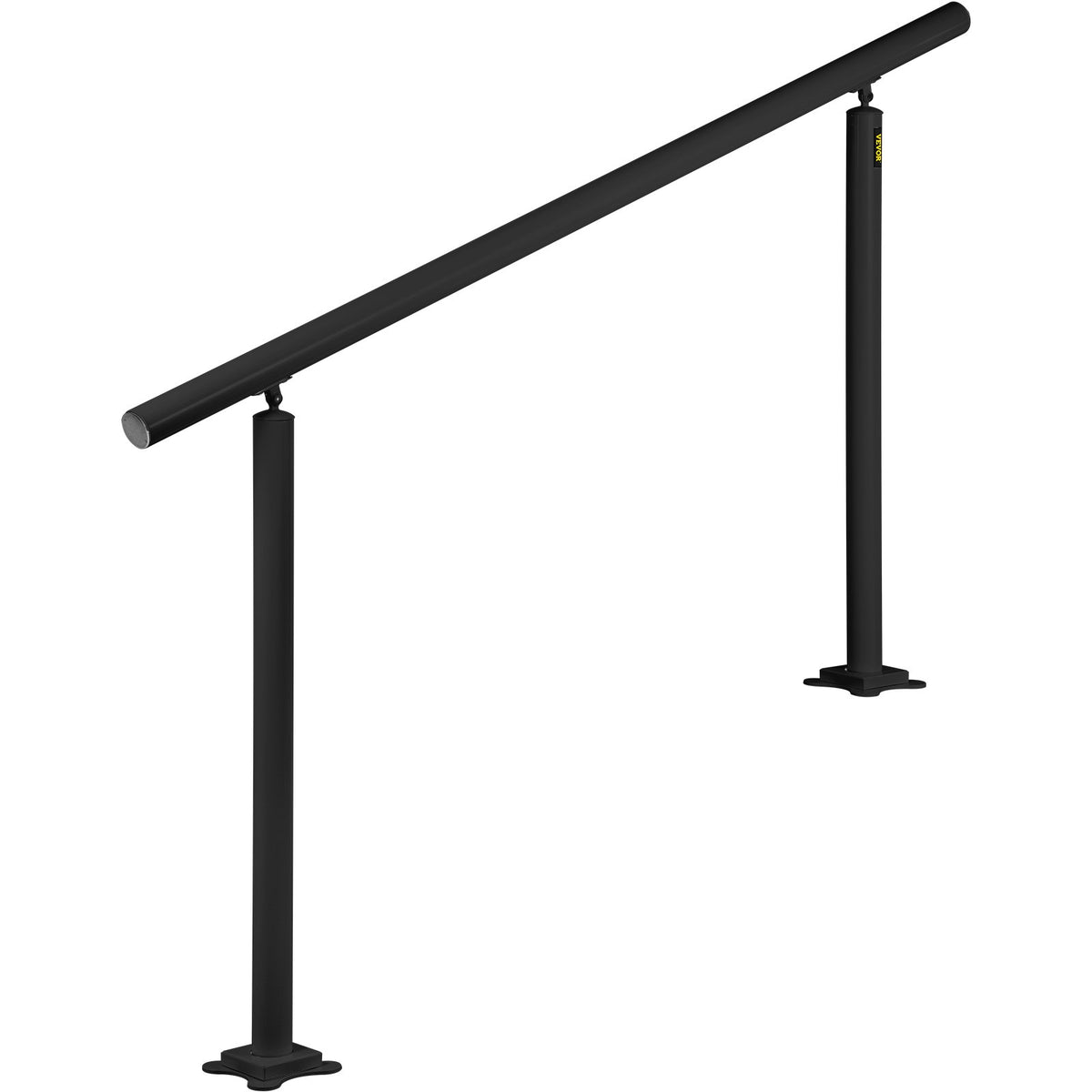 Outdoor Stair Railing Kit - 5 ft Adjustable Handrail for 0-5 Steps, Black Aluminum