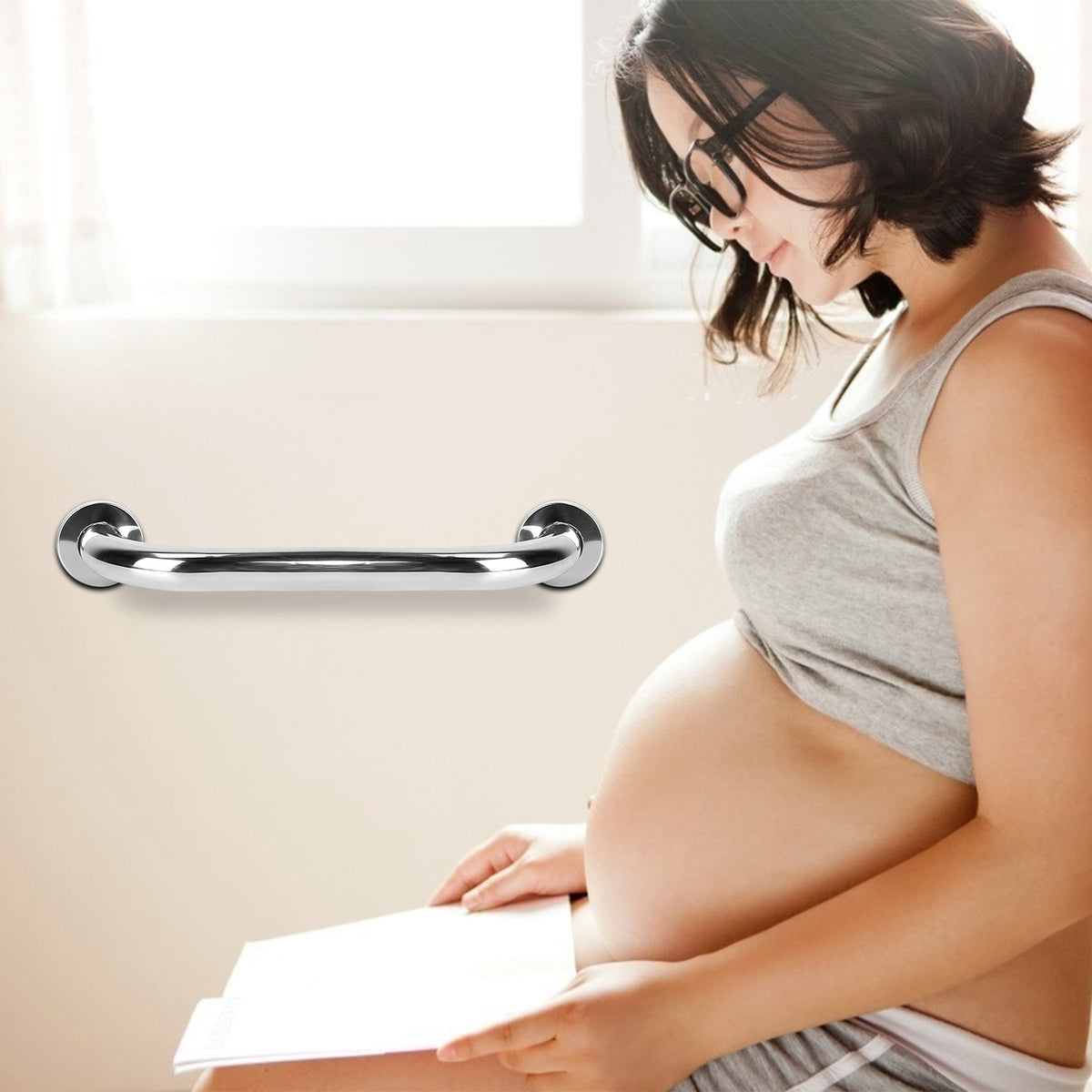 Bath Grab Bar 19.7in Stainless Steel Safety Handle - 2 Pack