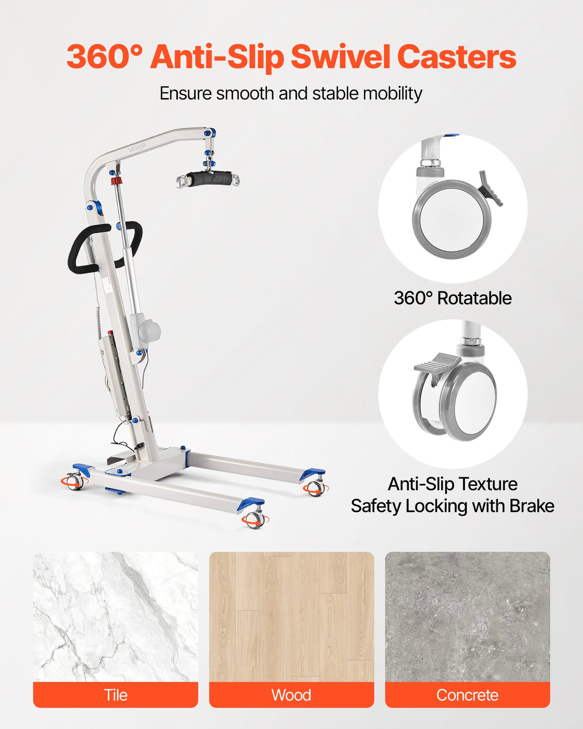 Electric Patient Lift, Folding Patient Transfer Lift With U-Shaped Sling, Height & Width Adjustable Medical Transfer Assist With 4 Wheels & Handle Controller For Disabled Bedridden, 400LBS