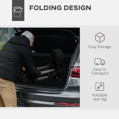 4-Wheel Rollator Walker with Seat and Back - Foldable, 300 lbs Capacity, Dual Brakes