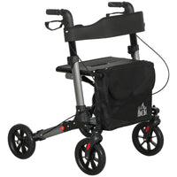 4-Wheel Rollator Walker with Seat and Back - Foldable, 300 lbs Capacity, Dual Brakes