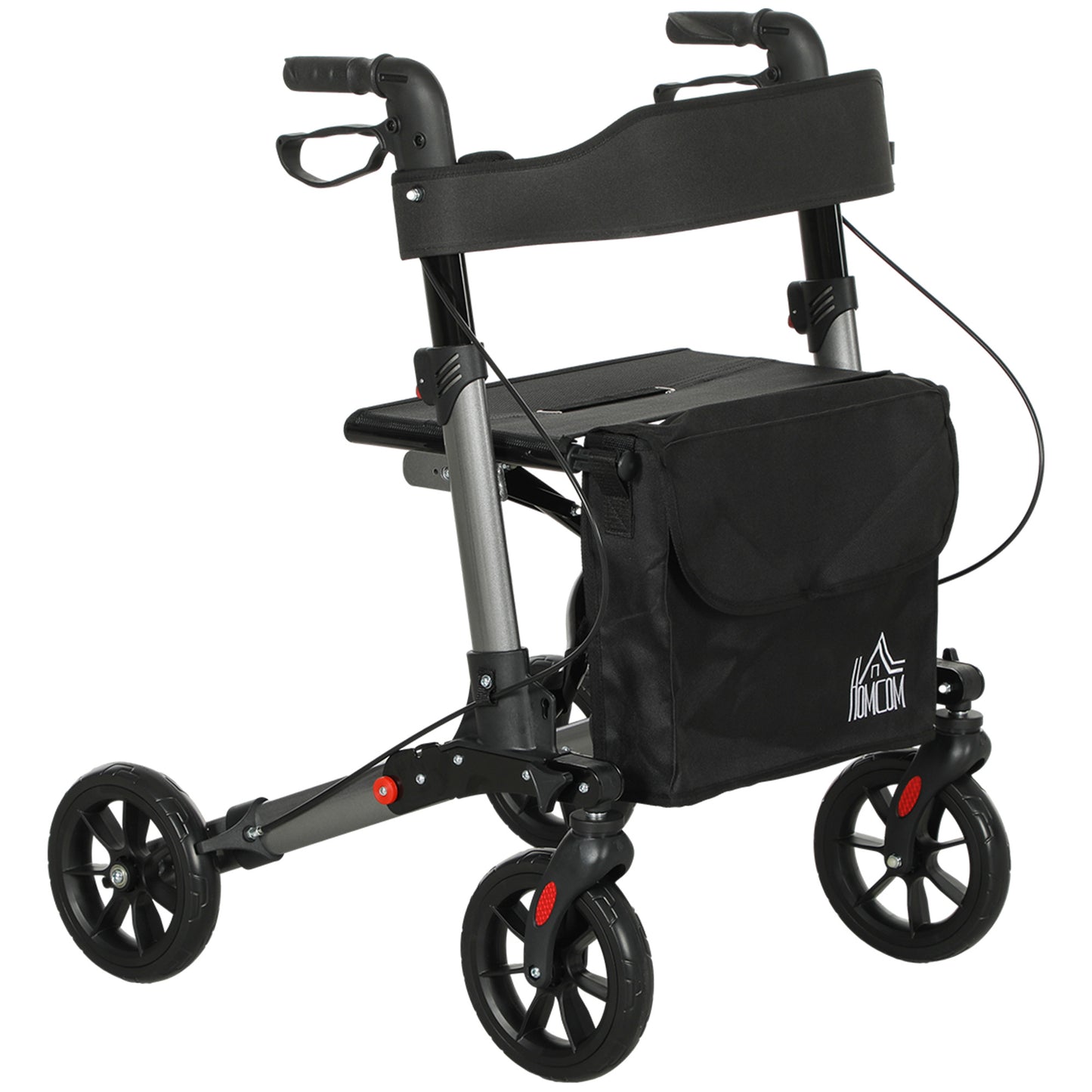 4-Wheel Rollator Walker with Seat and Back - Foldable, 300 lbs Capacity, Dual Brakes
