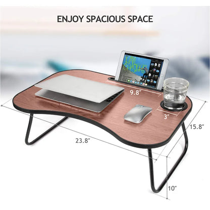 Portable Lap Desk for Bed - Foldable Laptop Stand with Cup Holder