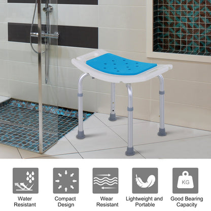 Adjustable Shower Stool with Handles - 6-Level Height, 300 lbs Capacity, Non-Slip