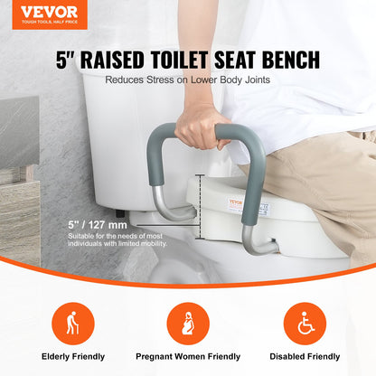 Raised Toilet Seat 5" Height - 350 lbs Capacity